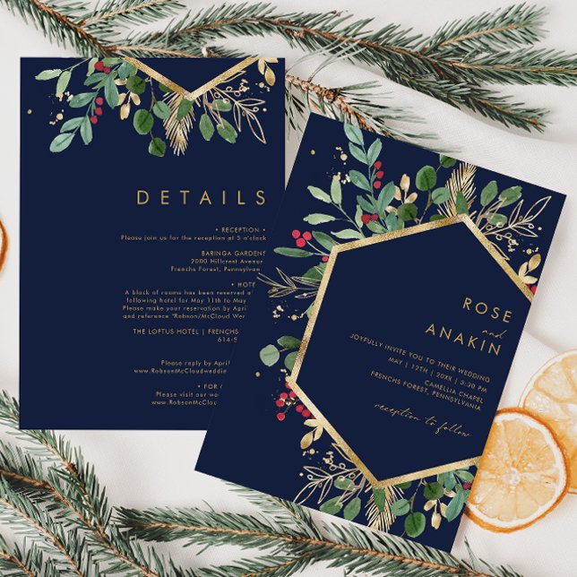 Modern jul Greenery | Hela flottan i ett Inbjudningar (Skapare uppladdad)
