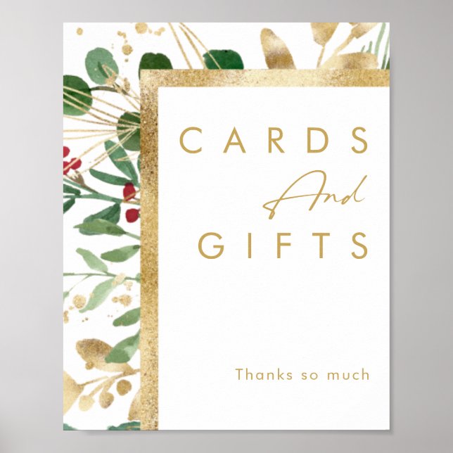 Modern jul Greenery | Vitkort och gåvor Poster (Framsidan)