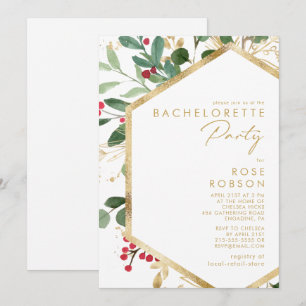 Modern jul Greenery White Bachelorette Party Inbjudningar