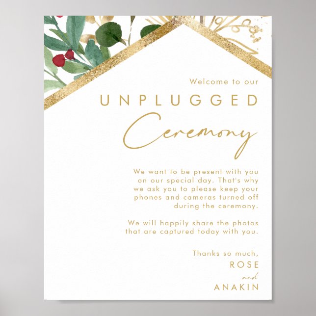 Modern jul Grey White Unplugged Ceremony Poster (Framsidan)
