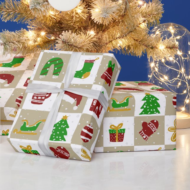 Modern Jul Grid Mönster  Presentpapper (Helgdagar)