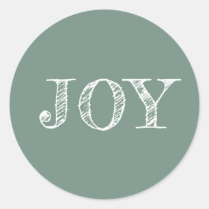 Modern Jul Helgdag Joy Dusty Grönt Runt Klistermärke
