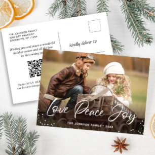 Modern Jul Helgdag PHOTO Hälsning QR-kod Vykort