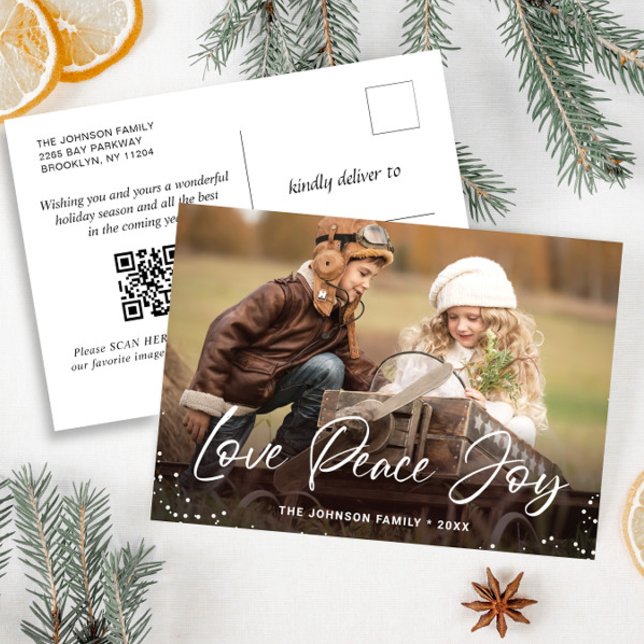 Modern Jul Helgdag PHOTO Hälsning QR-kod Vykort (Skapare uppladdad)