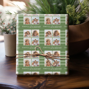 Modern jul - helt enkelt Grönt och vitfoto Presentpapper