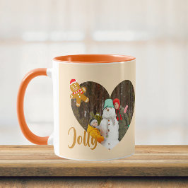 Modern jul hjärtformad 2 bilder kollage mugg