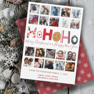 Modern jul Ho Ho Ho 20 fotokollage Julkort