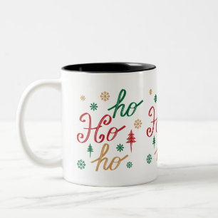 Modern jul Ho Ho Ho Script Mönster Två-Tonad Mugg