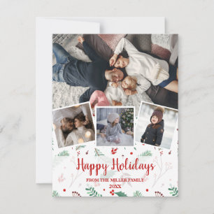 Modern jul Holly multifotokollage Julkort