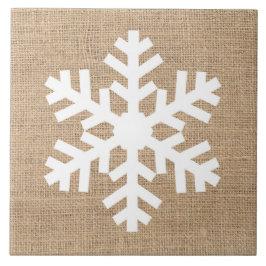Modern Jul i jordbrukshus Snowflake Rustic Burlap Kakelplatta