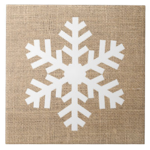 Modern Jul i jordbrukshus Snowflake Rustic Burlap Kakelplatta