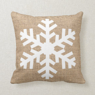 Modern Jul i jordbrukshus Snowflake Rustic Burlap Kudde