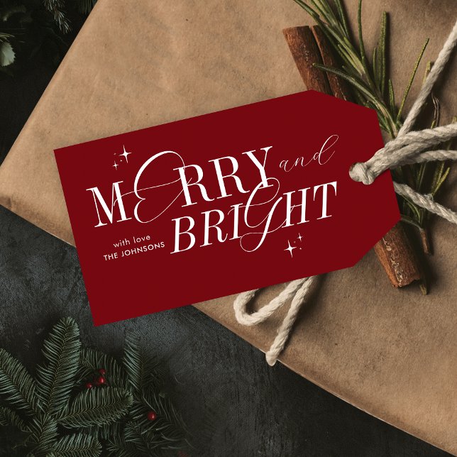 Modern jul i Modern Elegant med färgstift och ljus Presentetikett (Make your gifts stand out with this classy Christmas gift tag design)