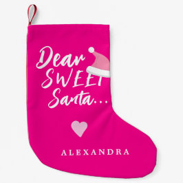 Modern jul kära tomte skriv ditt namn rosa liten julstrumpa