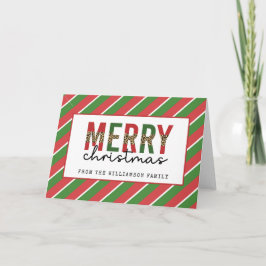 Modern jul leopardtryck röd gröna ränder kort