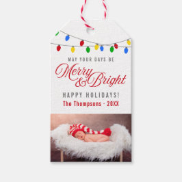 Modern jul-Ljus | Merry & Bright Photo Presentetikett