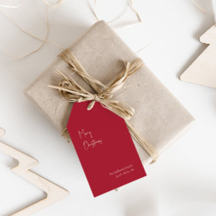 Modern jul   Märkre för Red Family Gift Presentetikett