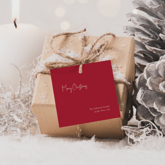 Modern jul | Märkre för Red Square Family Gift Gåvor Etiketter (Skapare uppladdad)