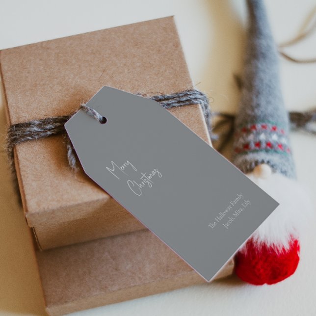 Modern jul | Märkre för Silver-familjen Presentetikett (Skapare uppladdad)