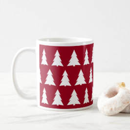 Modern jul Maroon White Träd Mönster Kaffemugg