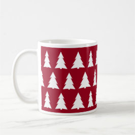 Modern jul Maroon White Träd Mönster Kaffemugg