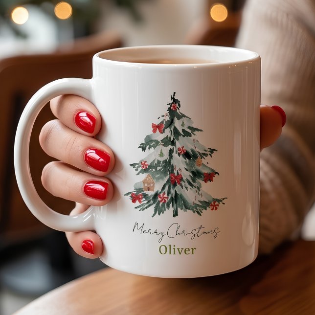 Modern jul med anpassat namn kaffemugg (Skapare uppladdad)
