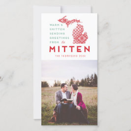 Modern jul Michigan Mitten Photo Hälsning Julkort