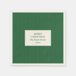 Modern jul minimal firande gröna ränder pappersservett