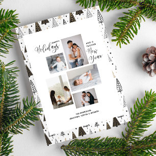 Modern jul nyår fotokollage med träd julkort