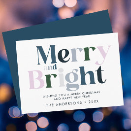 Modern jul och nyårshelg och ljus typografi julkort