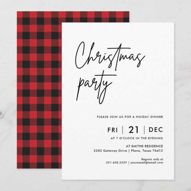 Modern jul Party | Inbjudan till helgdag middag (Fram/baksida)