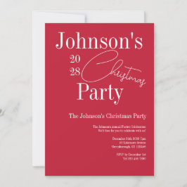 Modern jul Party Red Inbjudningar