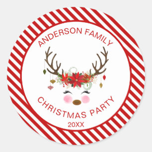 Modern jul-Personlig-rensäl i Party Runt Klistermärke