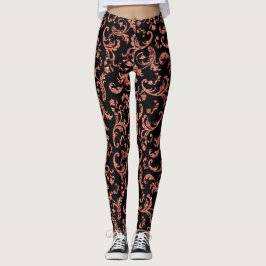 Modern jul Red and Black Damask Dam Leggings