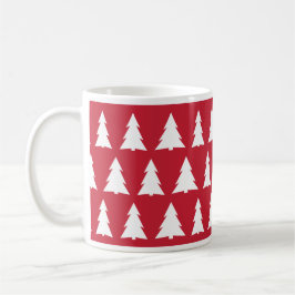 Modern jul Red White Träd Mönster Kaffemugg