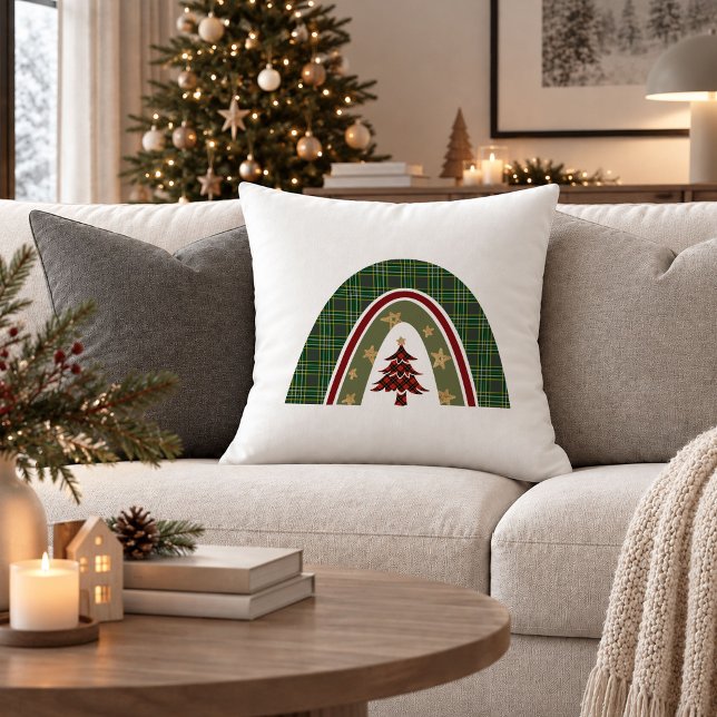 Modern jul regnbåge boho kastkudde design kudde (Modern Christmas Rainbow Boho Throw Pillow Design)