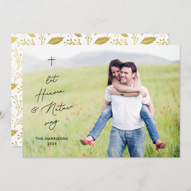 Modern Jul religiös himmel & natur foto Julkort (Fram/baksida)