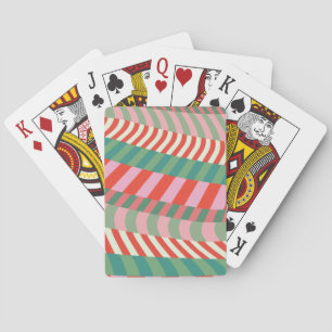 Modern jul röd grön rosa geometriska ränder casinokort