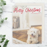 Modern jul | Rött handskrivet skript - foto Julkort<br><div class="desc">Enkel, snyggt, platt helgdag-fotokort med anpassningsbar "God jul" med modernt, handskrivet skript i rött och en enkel, varm övertoning över fullt fotobakgrund. Bilden av ditt älskade husdjur och text kan lätt vara personlig för en så unik utformning som ditt speciella barn! Bilden som visas är endast avsedd som illustration för...</div>