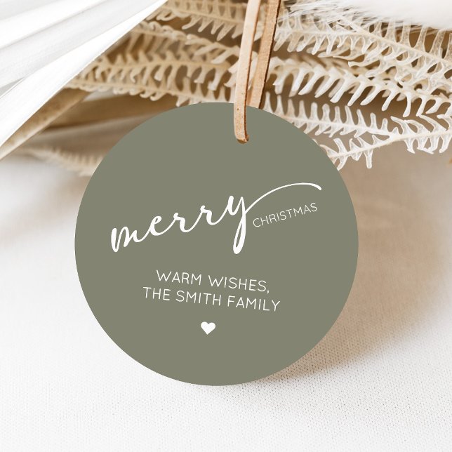 Modern Jul Rund Gåvor Etiketter (Modern Merry Christmas Holiday Favor Tags)