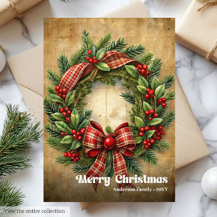 Modern jul rustic traditionell tallkrans julkort