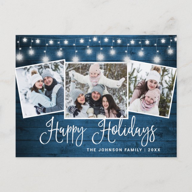 Modern jul Rustik 3 PHOTO Hälsning Helgdag Vykort (Framsida)
