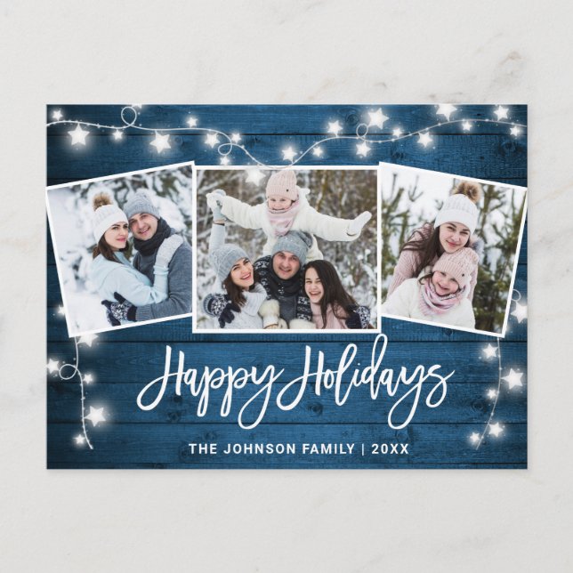 Modern jul Rustik 3 PHOTO Hälsning Helgdag Vykort (Framsida)