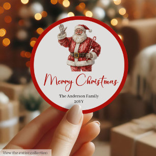 Modern jul Santa Claus Holiday Label Klistermärke