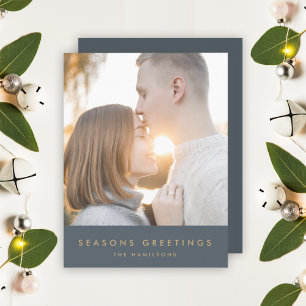 Modern jul Slate Grått och Guld Photo Julkort