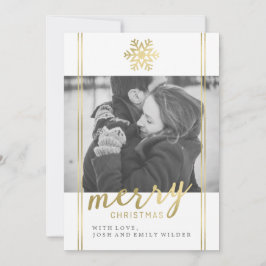 Modern jul snöflinga | Vit och Guld Julkort