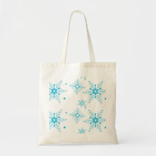 Modern jul snöflingor blå vinter shoppingbag tygkasse