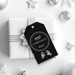 Modern jul Svart och vit Personlig Presentetikett