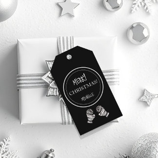 Modern jul Svart och vit Personlig Presentetikett
