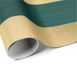 Modern jul Teal Guld Rand Mönster Presentpapper